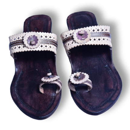 Women's Handmade Ethnic Kolhapuri Flats with Floral Embroidery